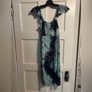 VENUS Strapless Tie-Dye Dress in Blue and Green